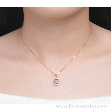 925 Sterling Silver Rose Gold Ruby Necklace Pendant